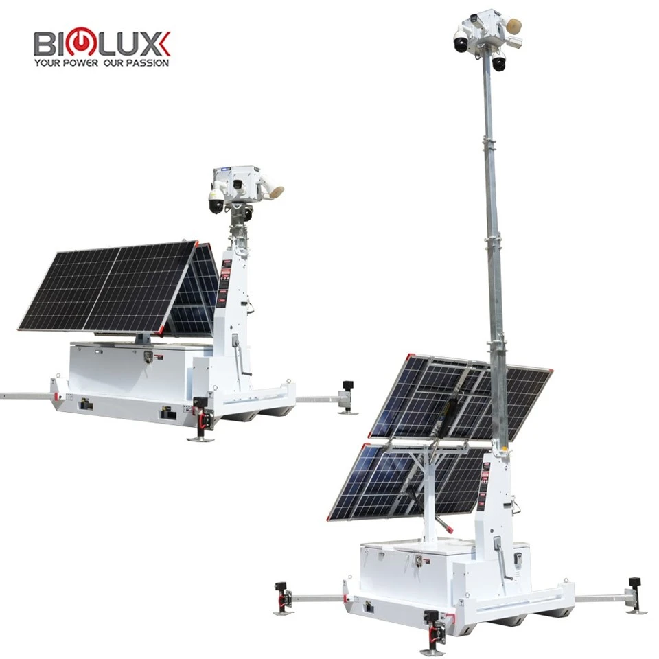 Torre di sorveglianza-ad energia solare HiSKID con palo telescopico-a installazione rapida