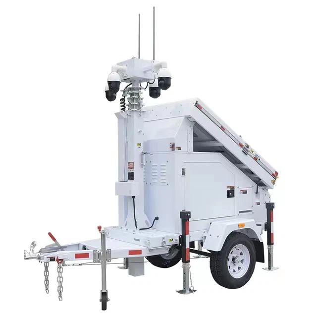 Wildfires Protection Solar Cctv Trailer Mounting 4 Thermal Cameras