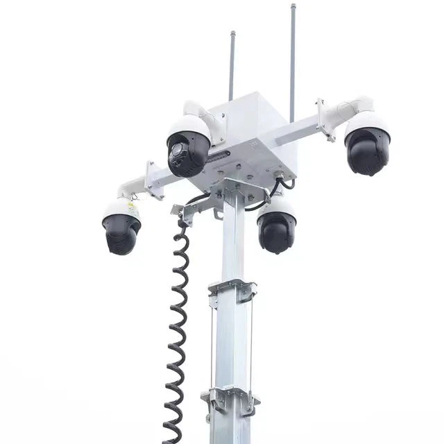 Wildfires Protection Solar Cctv Trailer Mounting 4 Thermal Cameras